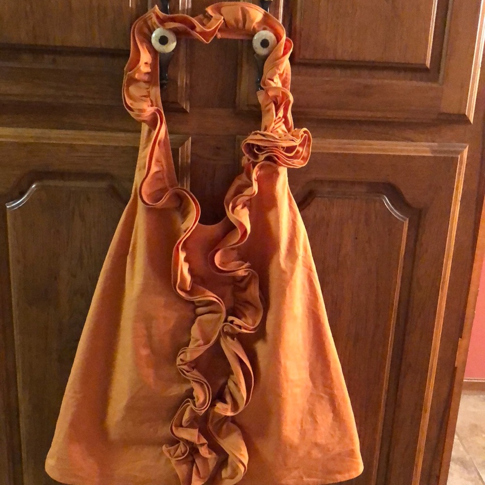 Orange ruffle halter top